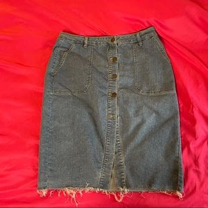 High waisted jean button down skirt
